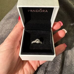 Pandora Silver Love Knot Ring with Clear Stones